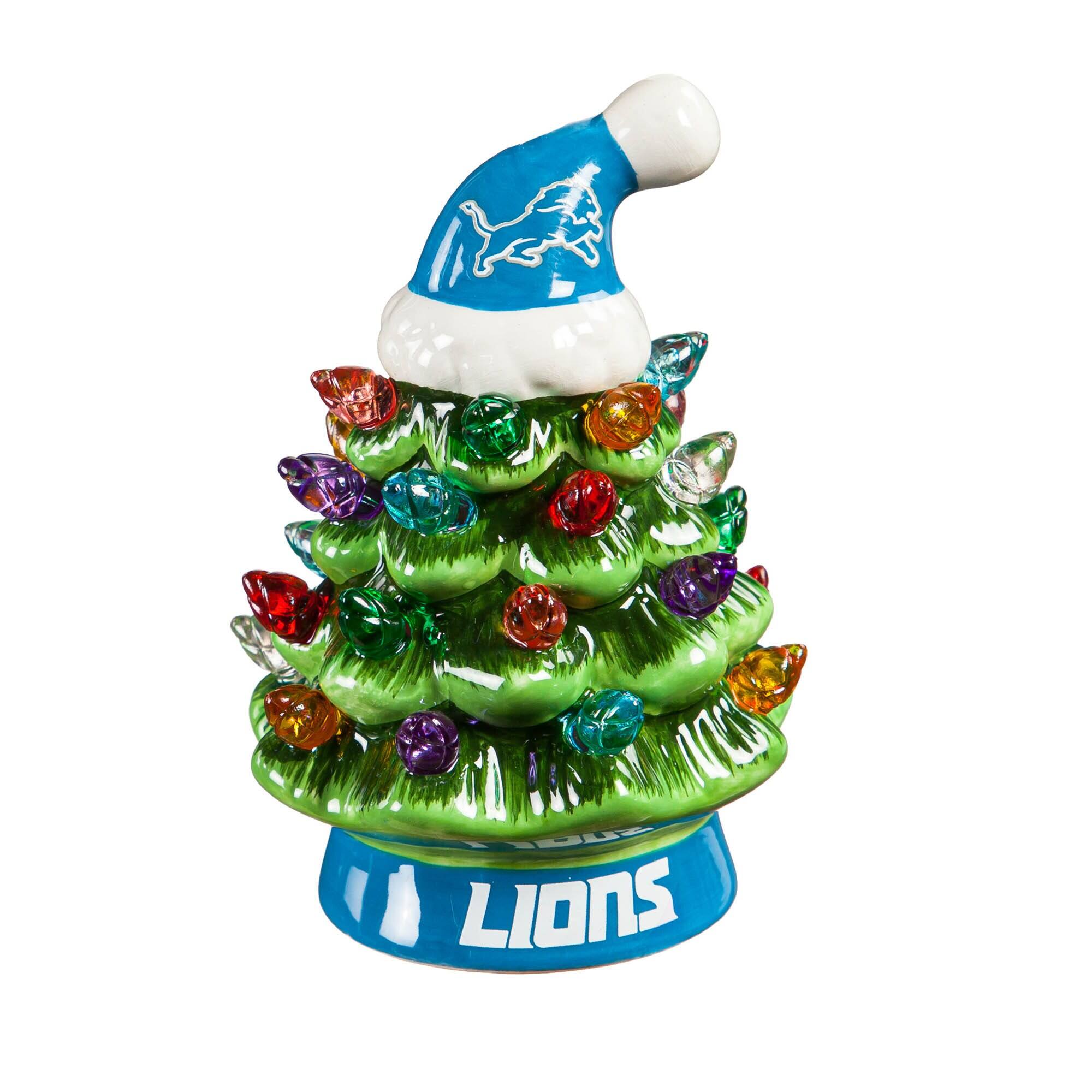 Alt View 1. Evergreen Enterprises - Detroit Lions 2-Pack 4" Ceramic LED Christmas Tree Set - Multicolor.