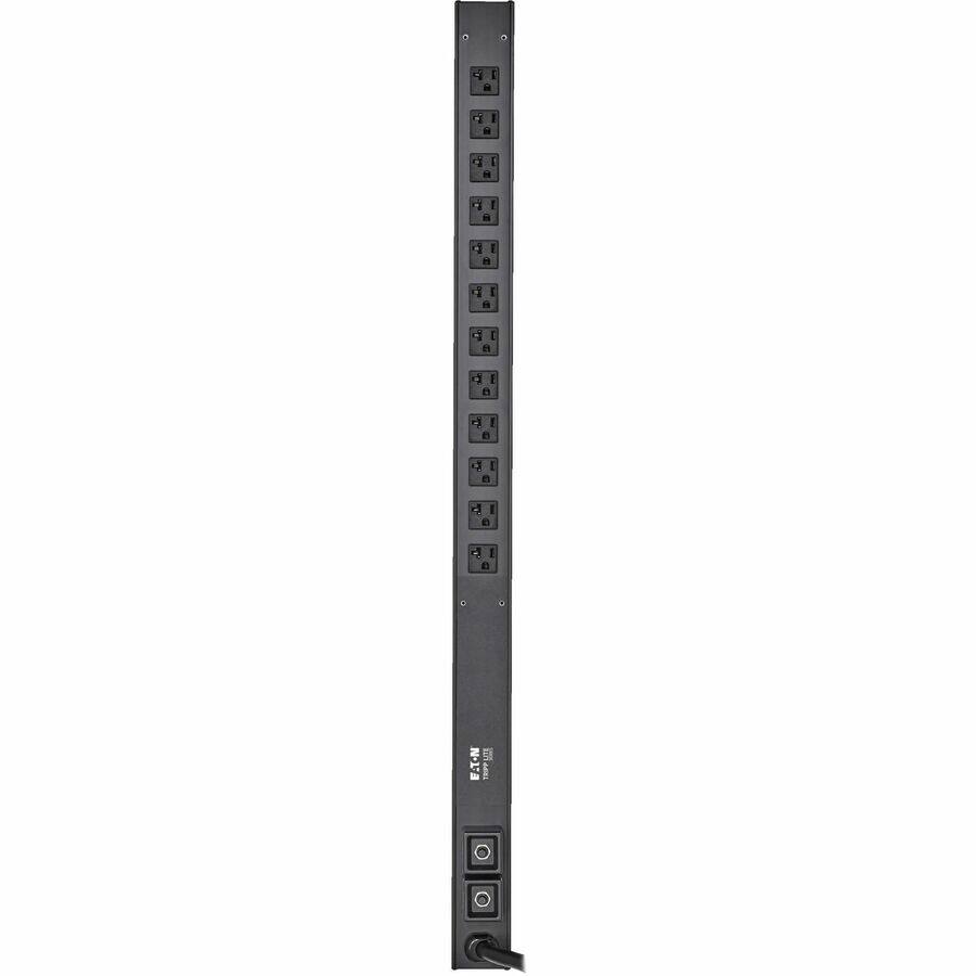 Alt View 3. Tripp Lite - Tripp Lite by Eaton PDU 2.9kW 120V Single-Phase Basic PDU - 12 NEMA 5-15/20R Outlets L5-30P Input 10 ft. Cord 36 in. 0U - Black.