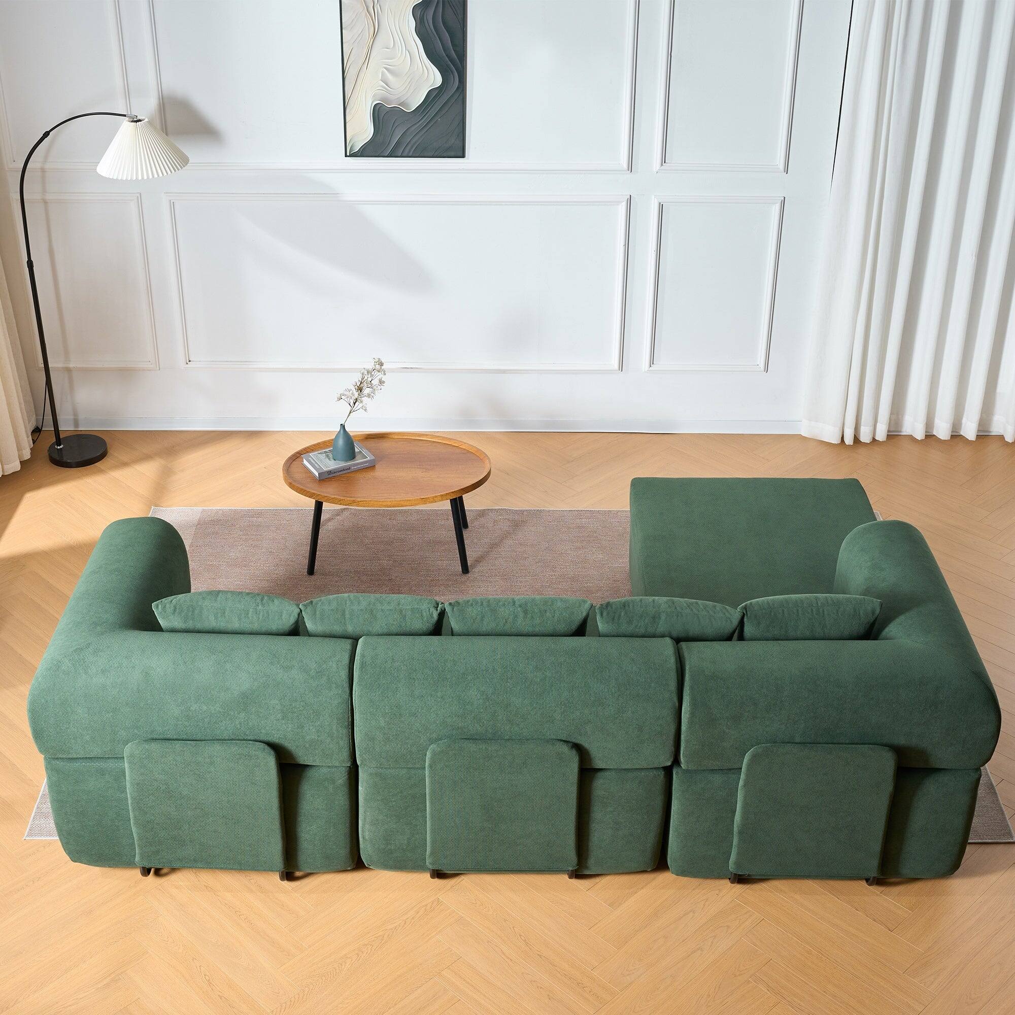 Alt View 4. Boyel Living - Compressed Modular Green Velvet Sofa No Assembly Required 4-Seat - Green.