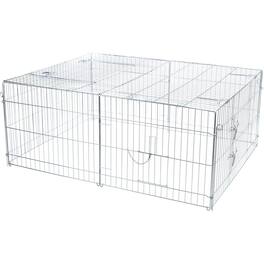 TRIXIE - Enclosed Outdoor Ft. Galvanized Metal Animal Cage with 5 Doors - Silver
