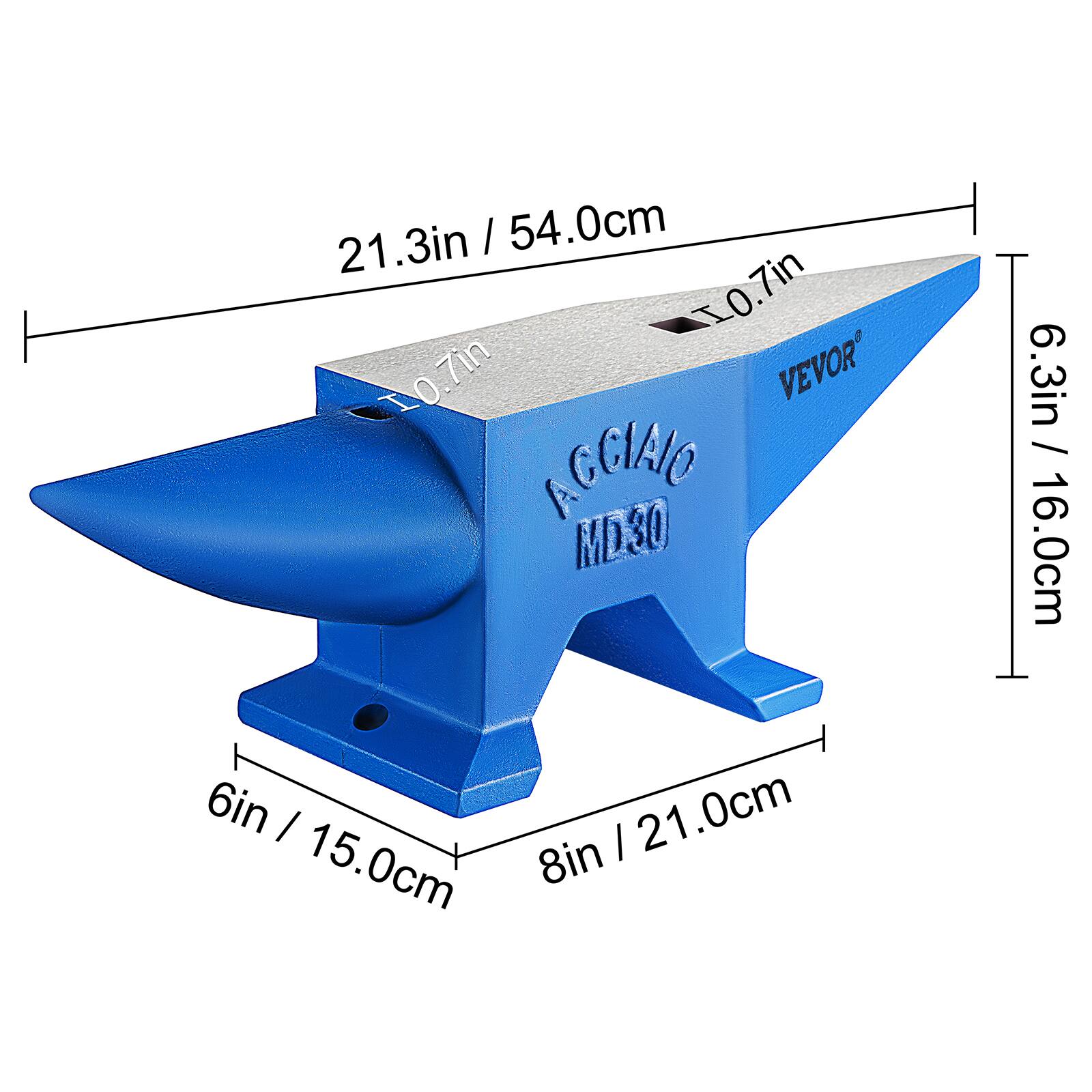 21.3in / 54.0cm  
0.7in  
VEVOR AGGIAIO MD30  
0.7in  
6.3in / 16.0cm  
6in / 15.0cm  
8in / 21.0cm
