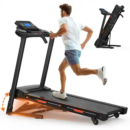 Front. Loheer - Loheer Folding Treadmill with Auto Incline Heavy Duty Home Treadmill Dual Cushioning Bluetooth App Compatible - Black.