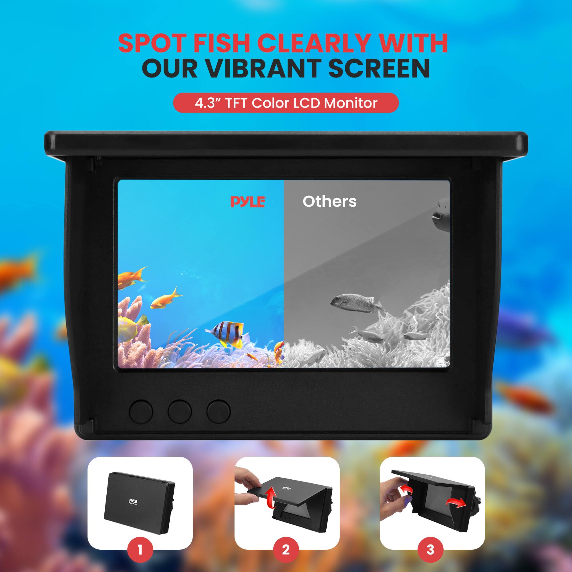 SPOT FISH CLEARLY WITH OUR VIBRANT SCREEN  
4.3" TFT Color LCD Monitor  

PYLE Others