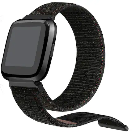 Front. StrapsCo - Everyday Nylon Sport Strap Watch Band For Fitbit Versa & Versa 2 - Black.