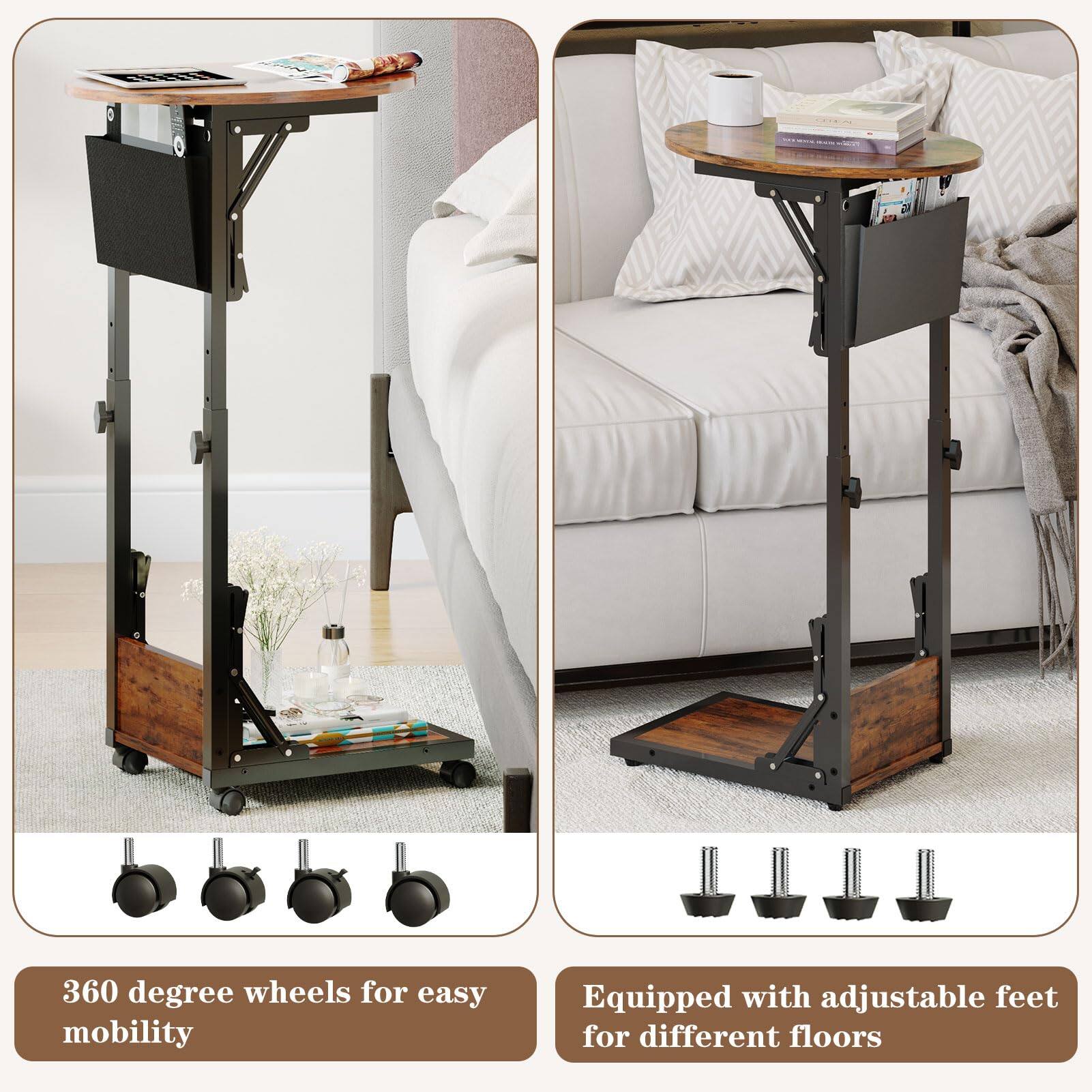 360 degree wheels for easy mobility  
Equipped with adjustable feet for different floors