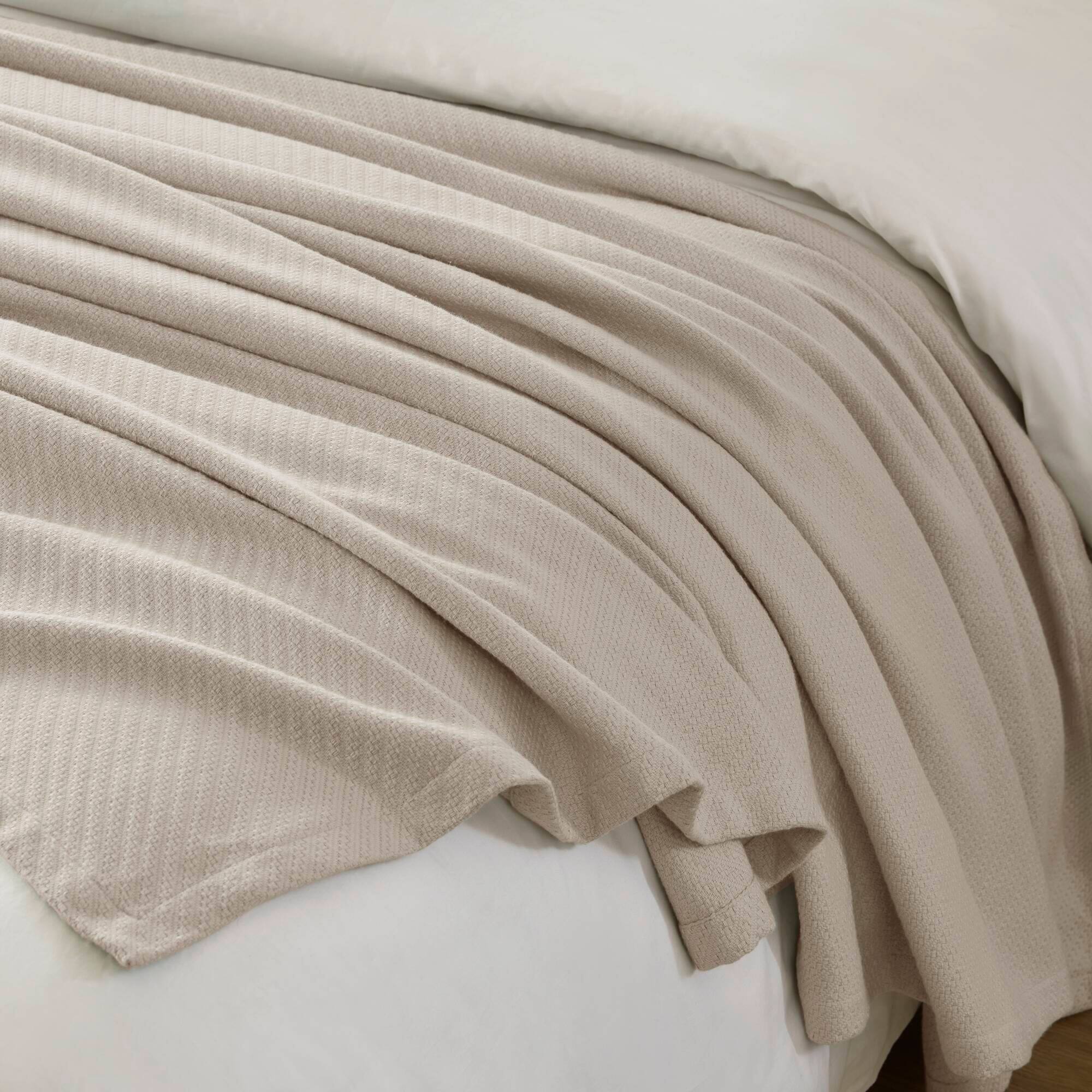 Alt View 2. Gracie Mills - Malaga Cotton Blanket - Beige.