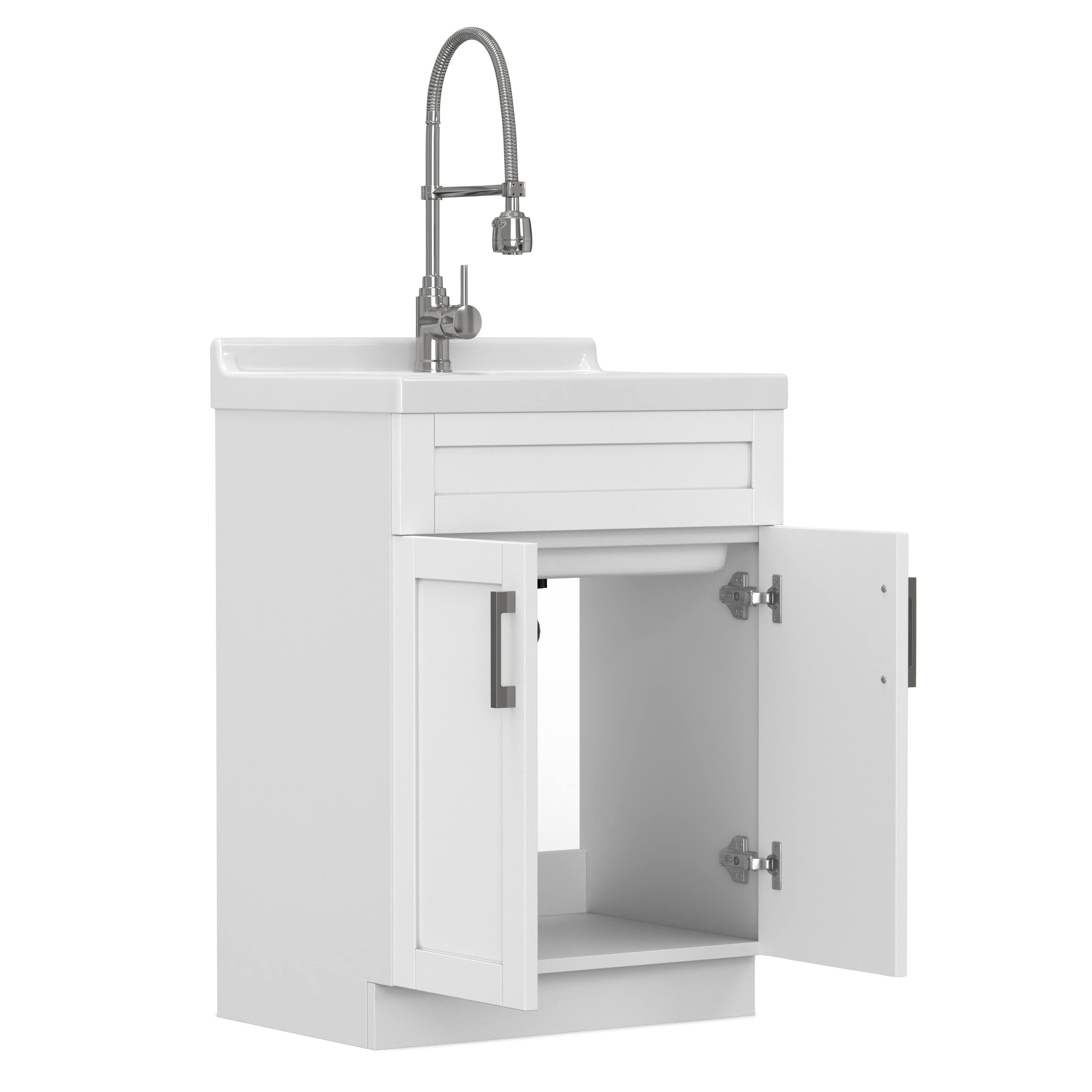 Back. Simpli Home - Hennessy Deluxe All-In-One 24-inch Laundry Cabinet with Faucet and ABS Sink - Pure White.