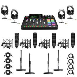 RØDE - Rode RODECaster Pro II Production Studio Console, Bundle with 4x Turnstile Audio TAP300 Broadcast Microphones and 4x