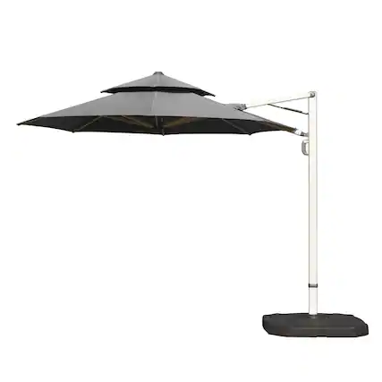 Front. Ecooso - Round Cantilever Umbrella with Center Pole (Base Not Included) - Gray.