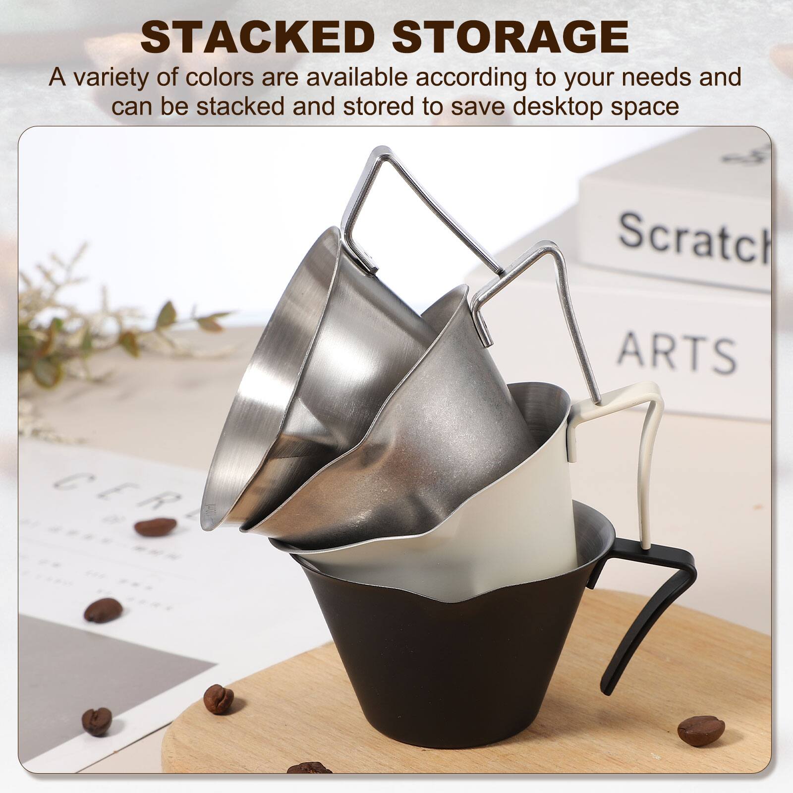 STACKED STORAGE  
A variety of colors are available according to your needs and can be stacked and stored to save desktop space  

Scratch ARTS