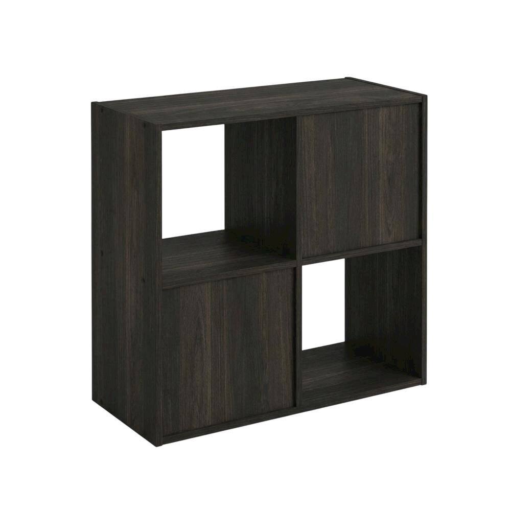FurniFact - Wooden bookcase in brown with spacious shelving for home organization - Espresso