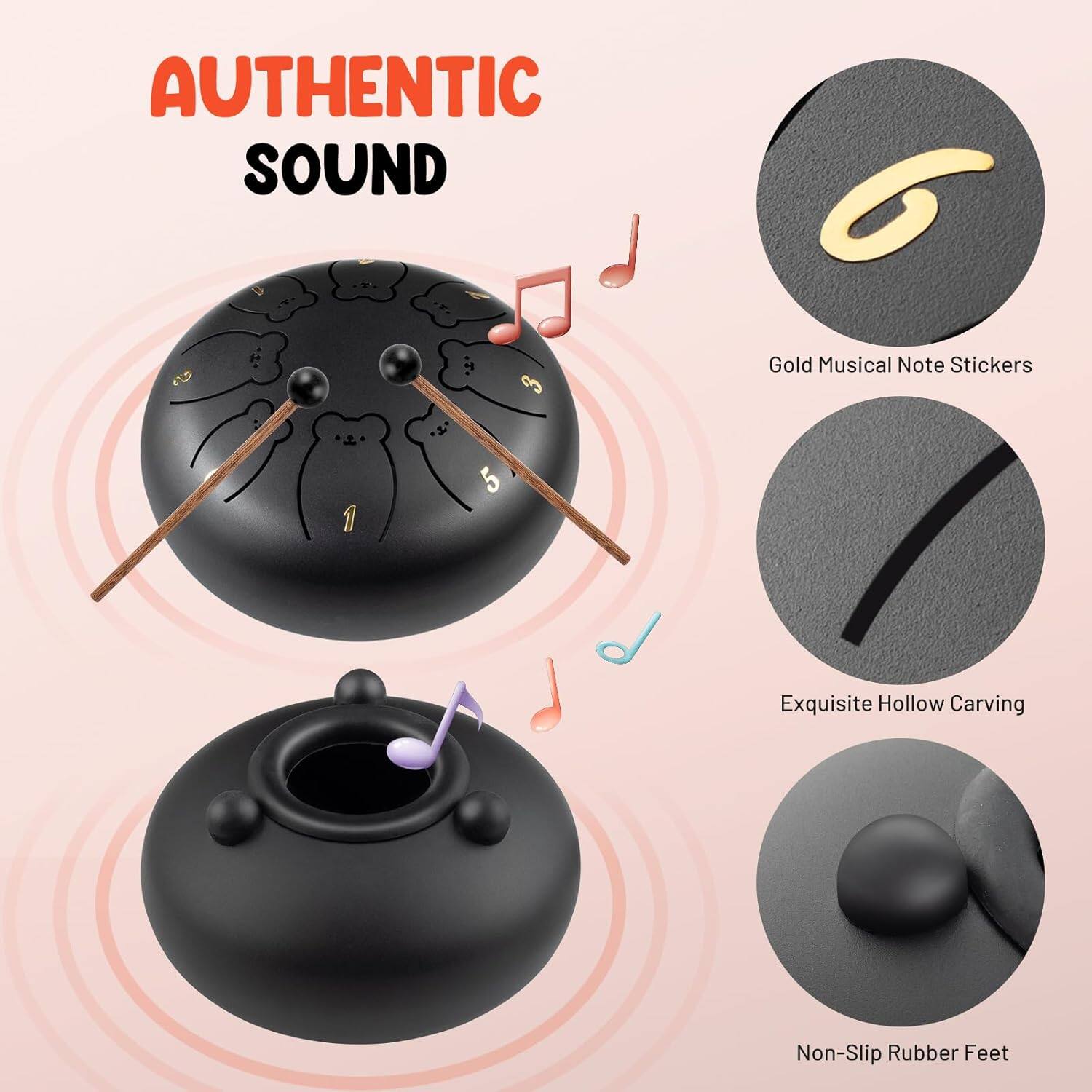 AUTHENTIC SOUND

- Gold Musical Note Stickers
- Exquisite Hollow Carving
- Non-Slip Rubber Feet