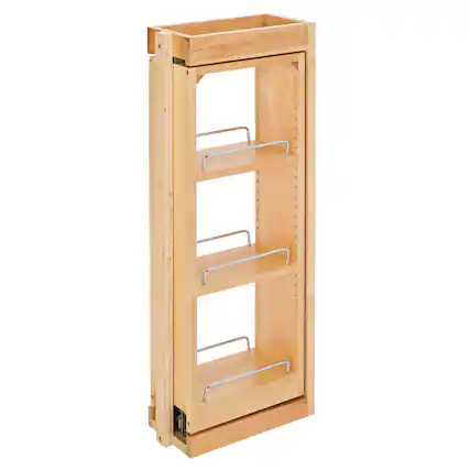 Front. Rev-A-Shelf - Rev-A-Shelf 6" Pullout Wall Filler with Soft-Close, 30" Height, 432-WFBBSC30-6C - Natural Maple.