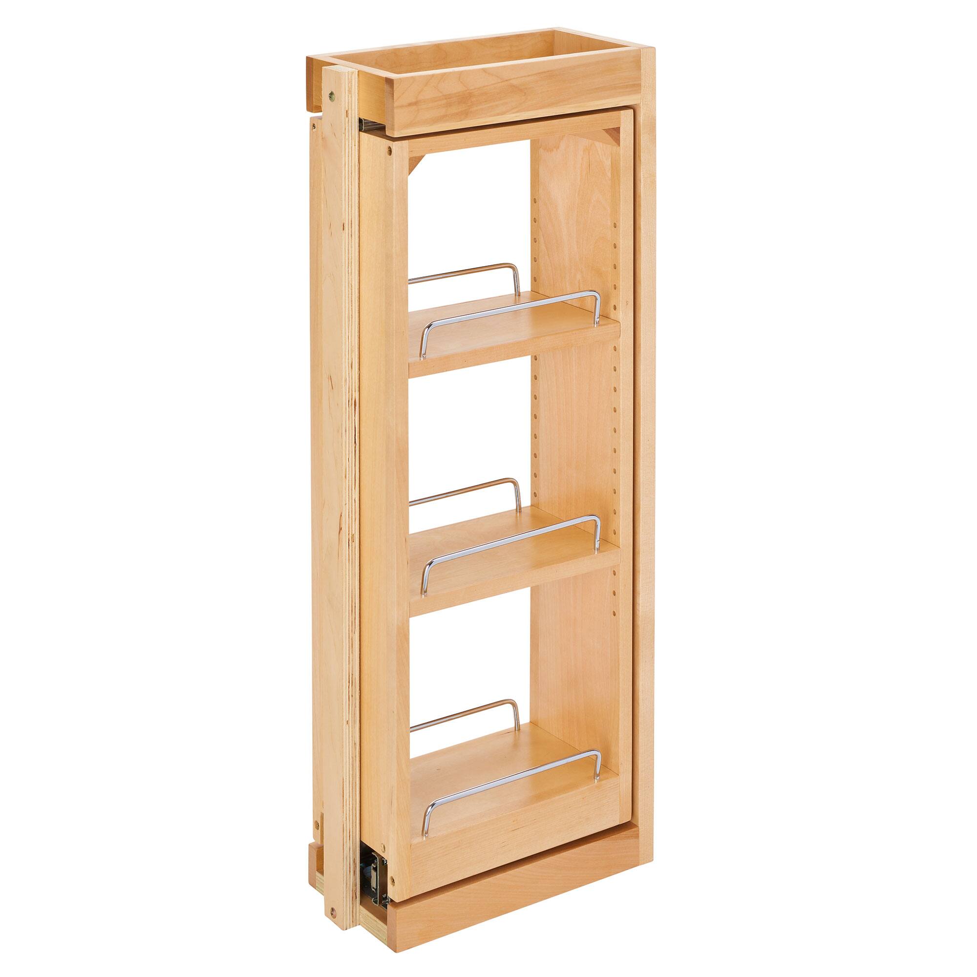 Front. Rev-A-Shelf - Rev-A-Shelf 6" Pullout Wall Filler with Soft-Close, 30" Height, 432-WFBBSC30-6C - Natural Maple.