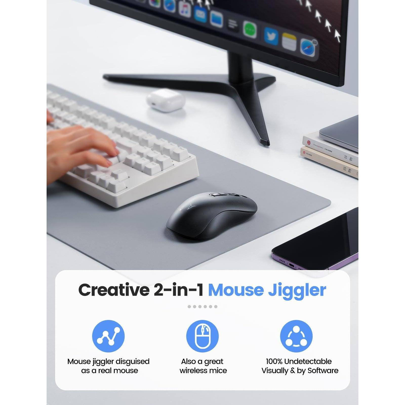 Creative 2-in-1 Mouse Jiggler

- Mouse jiggler disguised as a real mouse
- Also a great wireless mouse
- 100% Undetectable Visually & by Software