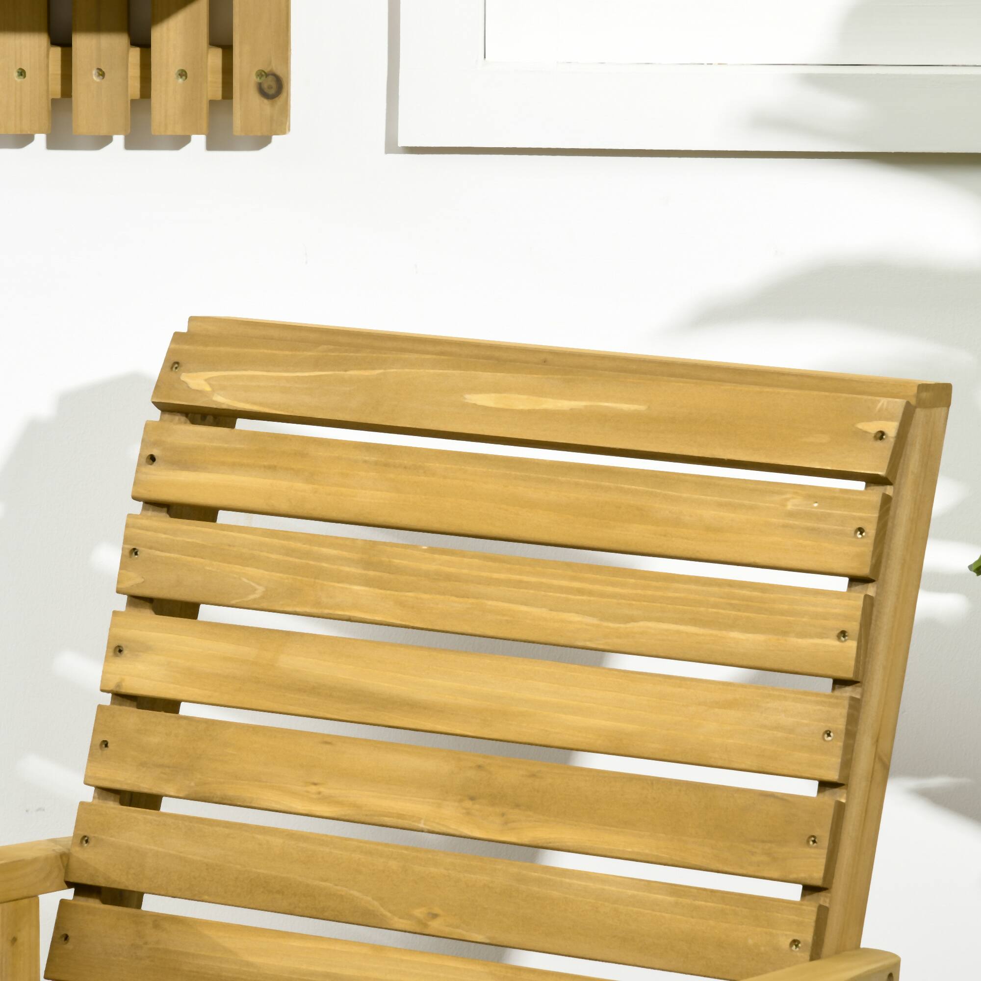 Alt View 5. Outsunny - Wooden Outdoor Rocking Chair, Traditional Slatted Wood Rocker Chair with Armrests and High Backrest for Indoor & Outdoor - Brown.