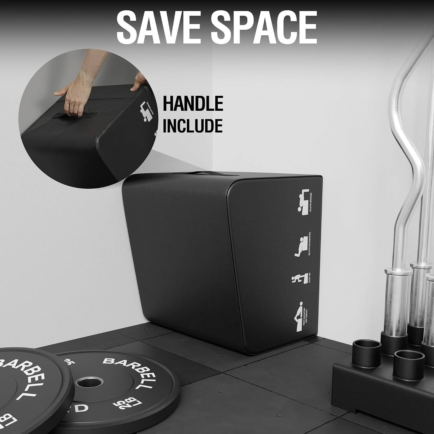 SAVE SPACE

HANDLE INCLUDE

25 BARBELL BARBELL 25 D LB