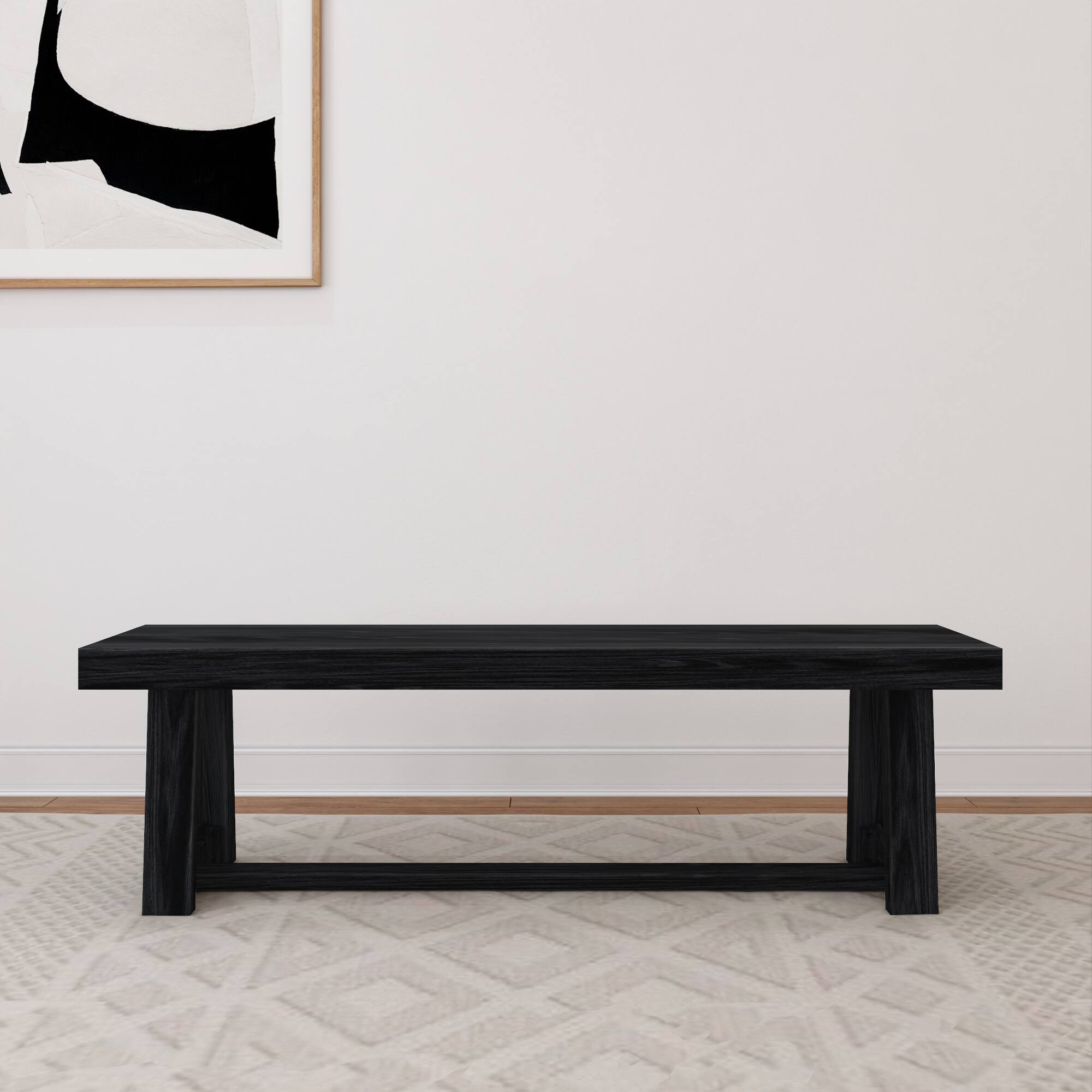 Alt View 1. Plank+Beam - Classic Dining Bench, Black Wirebrush - Black Wirebrush.