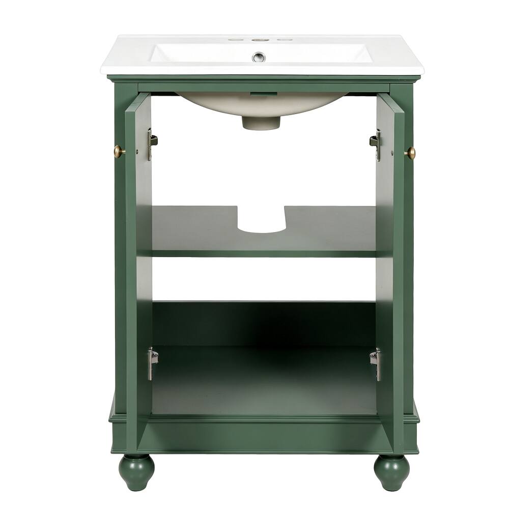 Alt View 7. Loheer - Loheer 24 inch Bathroom Vanity with Sink Green Modern Vanity Cabinet - Green.