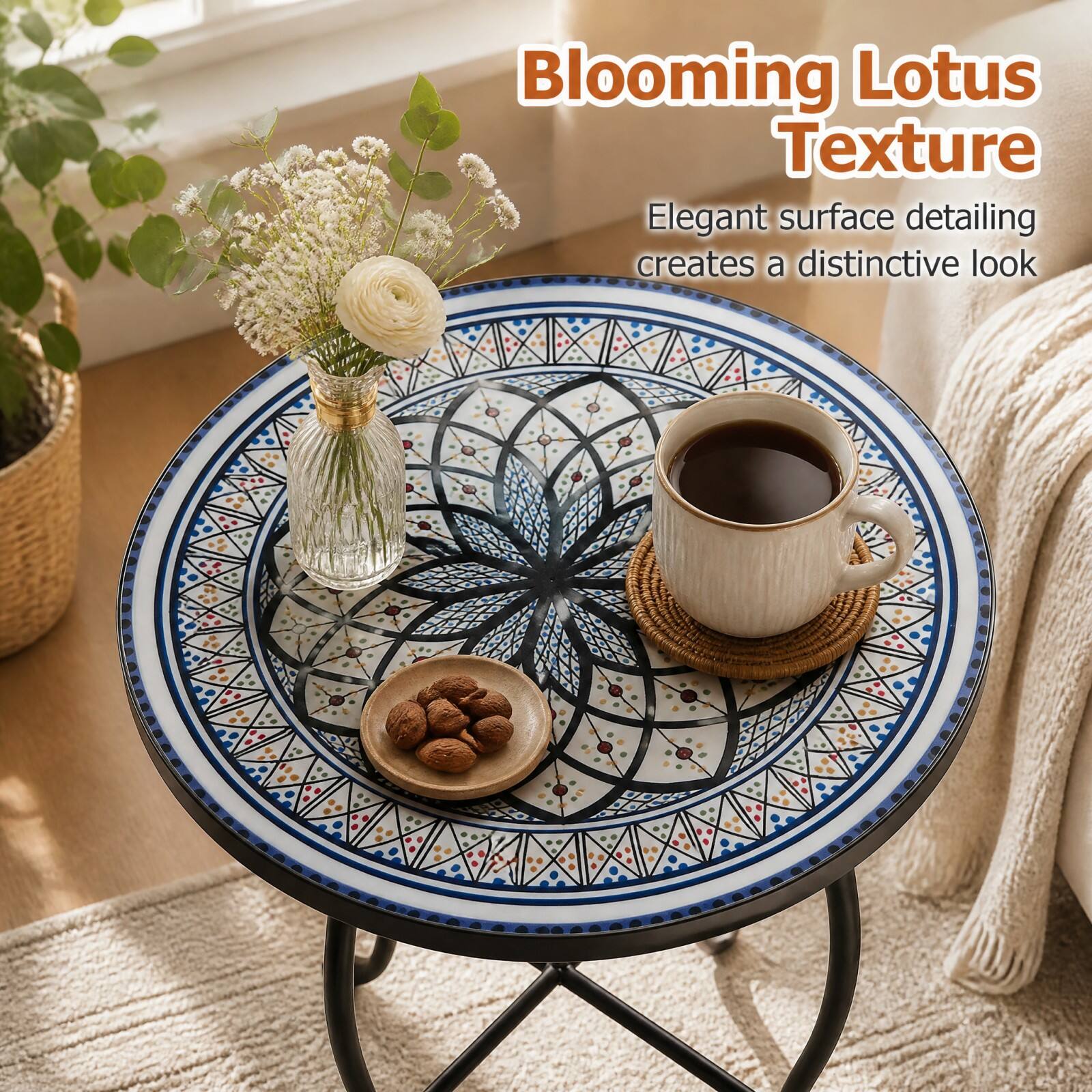 Blooming Lotus Texture  
Elegant surface detailing creates a distinctive look
