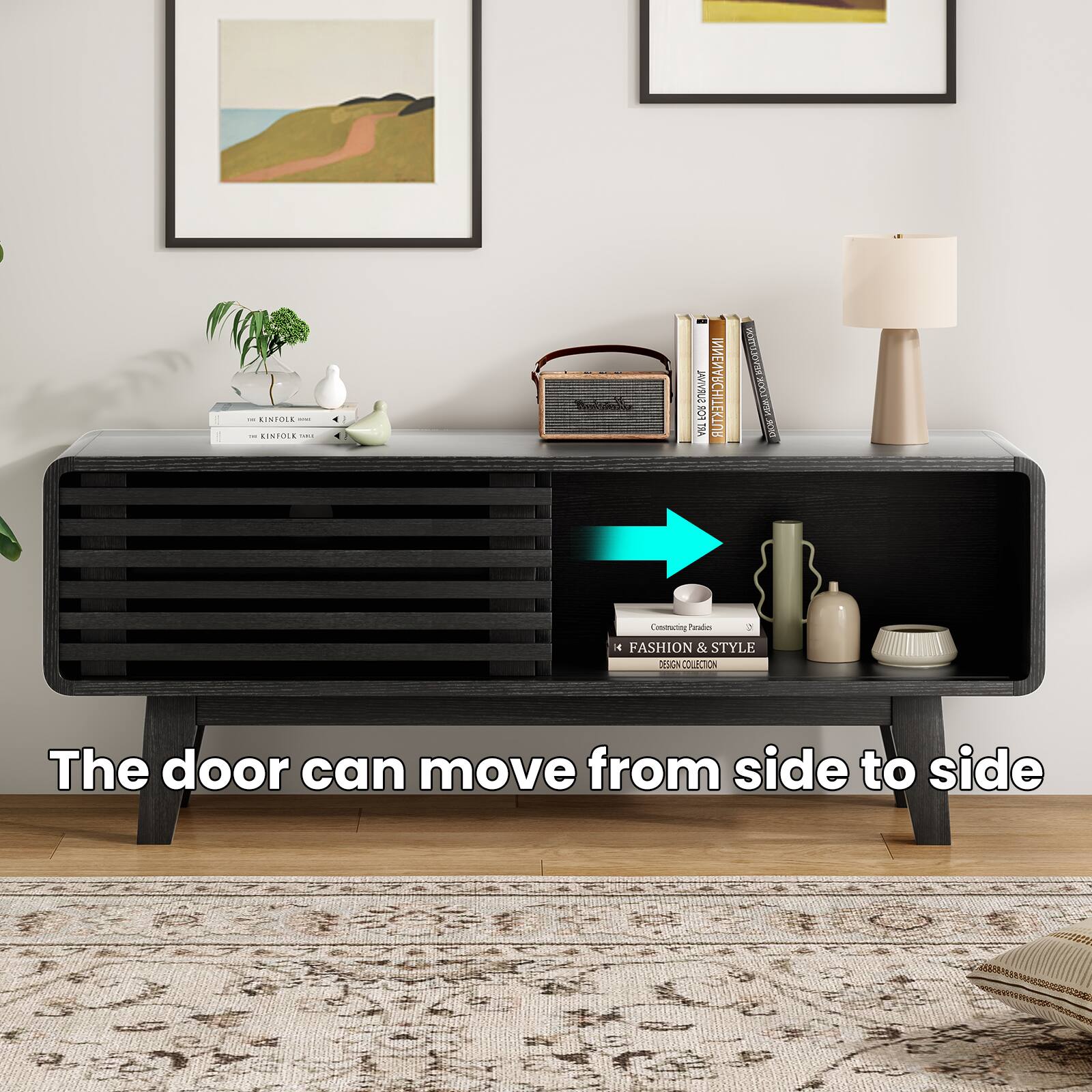 The door can move from side to side