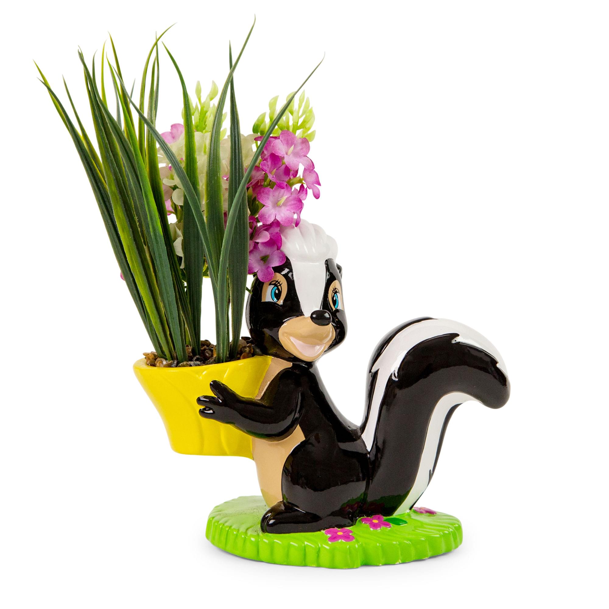 Disney - Bambi Flower Skunk 6-Inch Ceramic Planter With Artificial Succulent - Black
