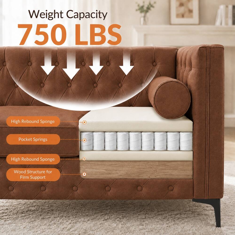 Weight Capacity 750 LBS

- High Rebound Sponge
- Pocket Springs
- High Rebound Sponge
- Wood Structure for Firm Support