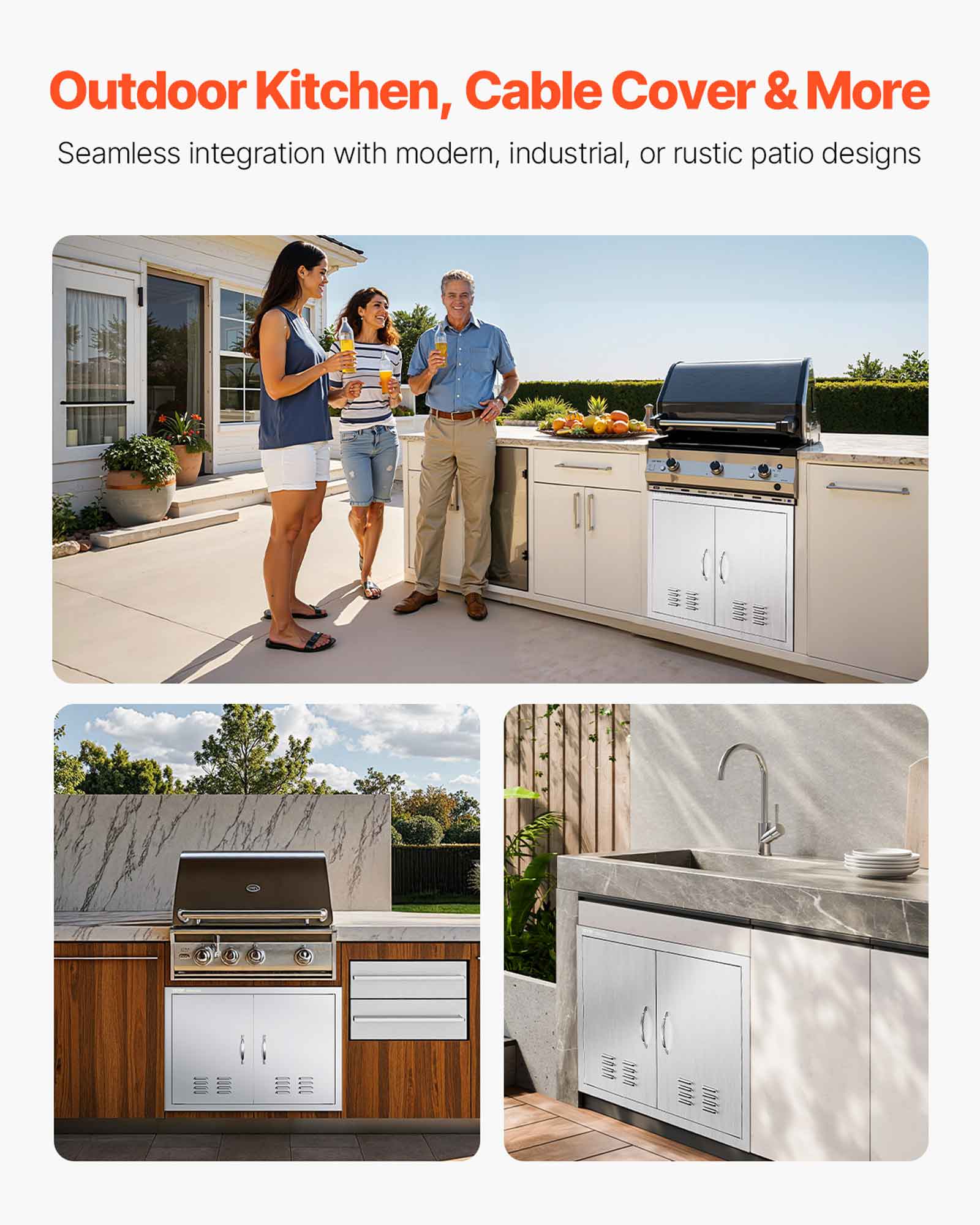 Outdoor Kitchen, Cable Cover & More  
Seamless integration with modern, industrial, or rustic patio designs