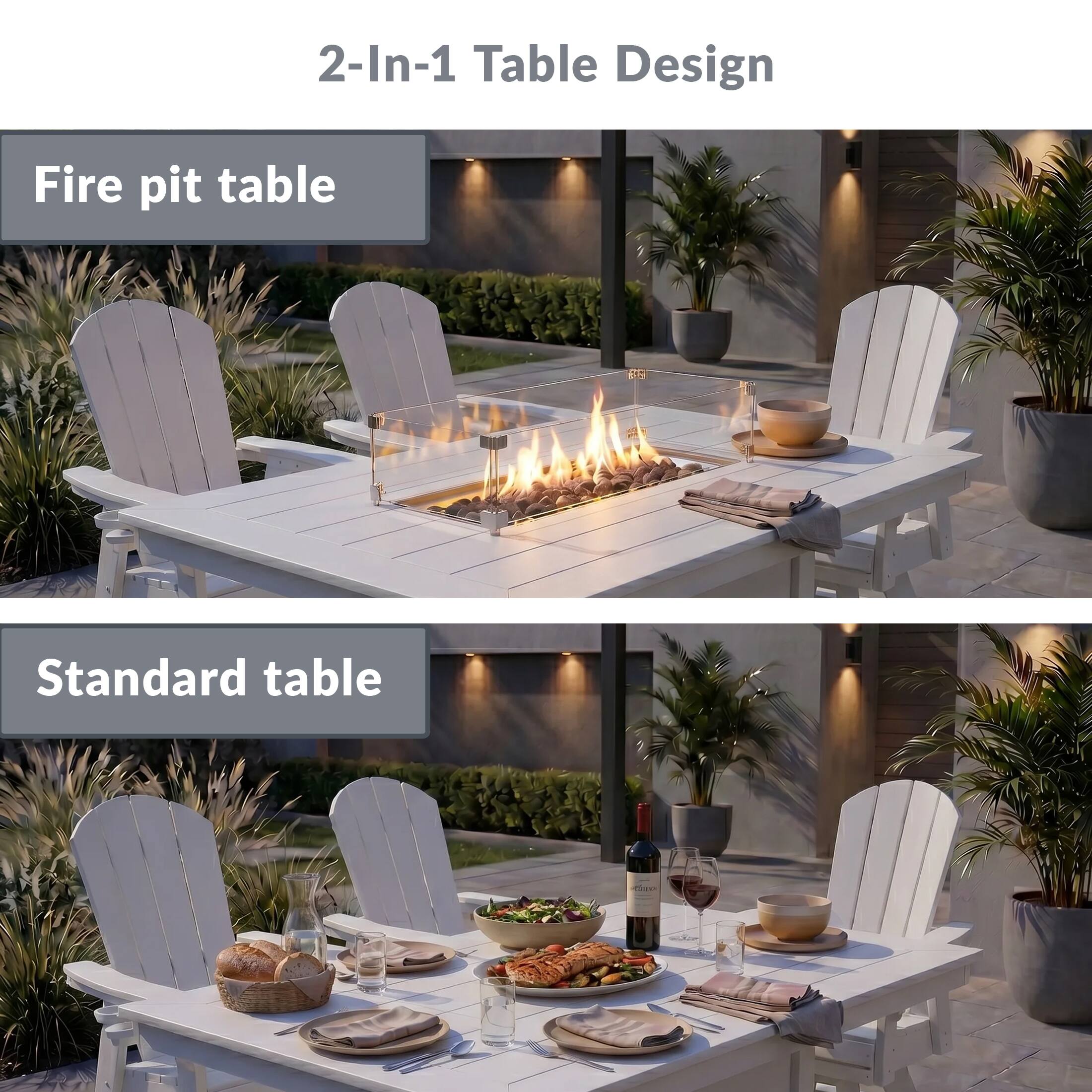 2-In-1 Table Design

Fire pit table

Standard table