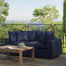 Commix Overstuffed Outdoor Patio Loveseat by Modway - Navy
