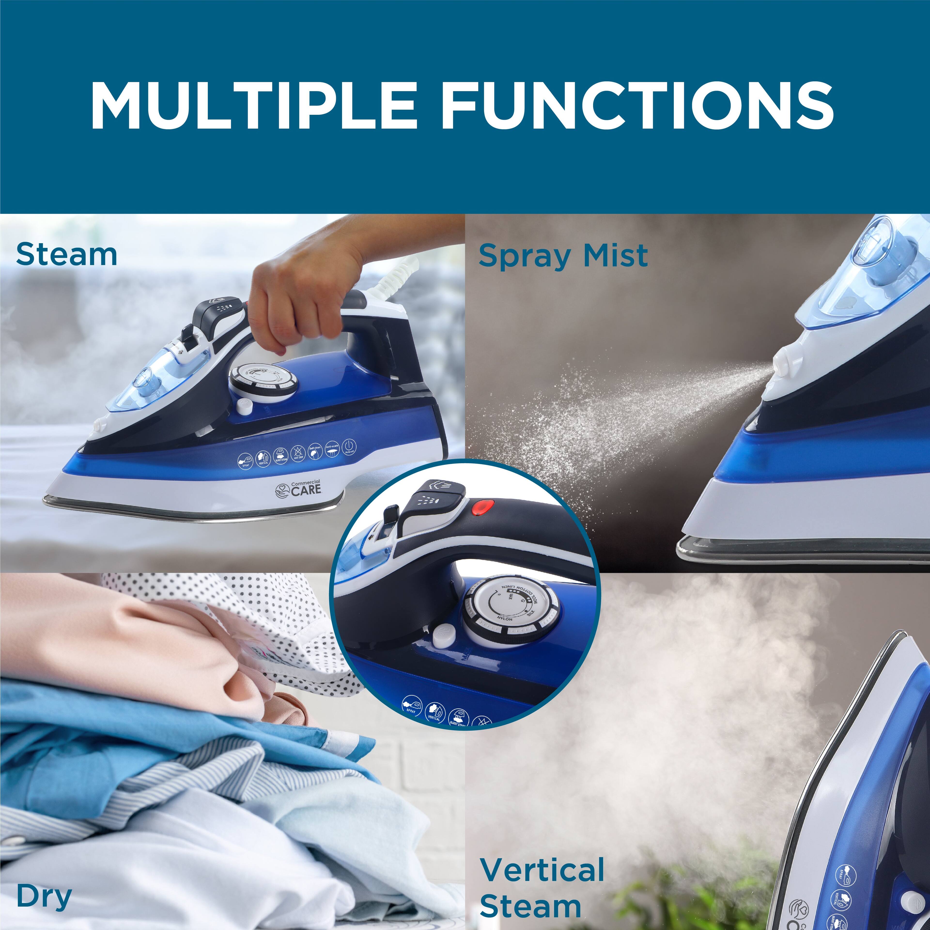 MULTIPLE FUNCTIONS

Steam
Spray Mist
Dry
Vertical Steam
