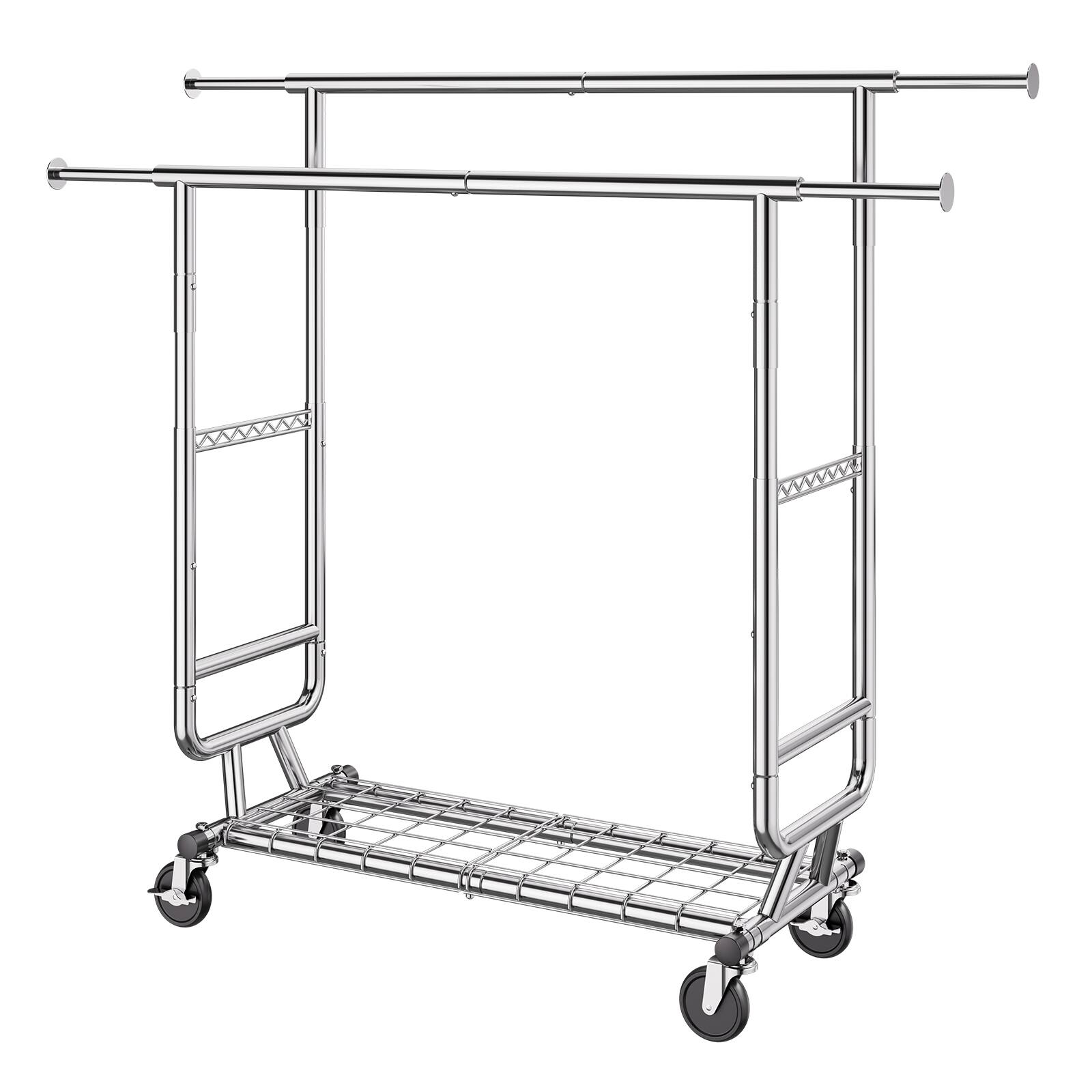Alt View 4. VEVOR - Heavy Duty Clothes Rack, Double Hanging Rod Clothing Garment Rack for Hanging Clothes, Clothing Rack with 600 lbs Load - Black.