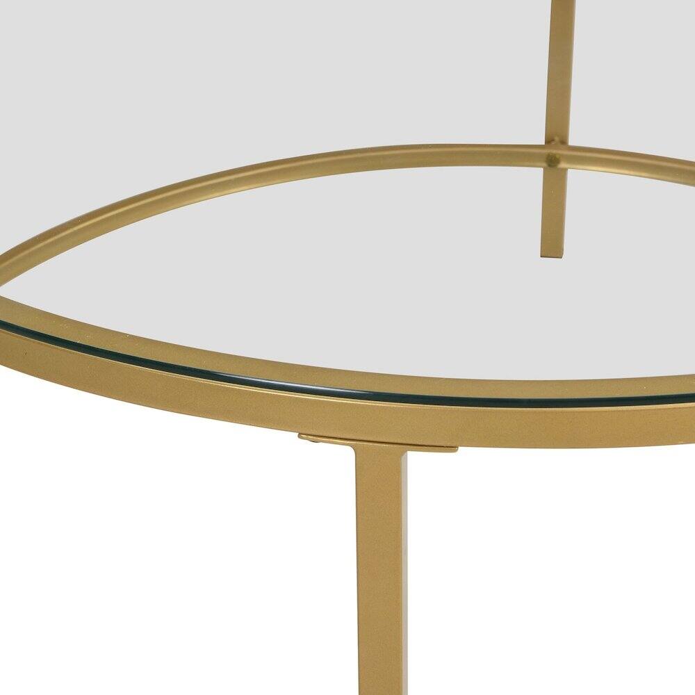 Alt View 2. Carolina Chair & Table - Verazano Glass Top 36" Round Coffee Table - Gold - Gold.
