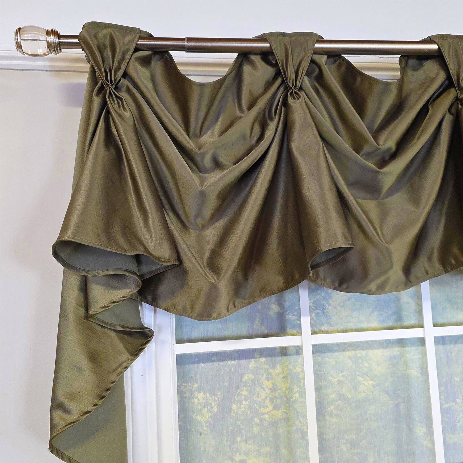 Alt View 2. RLF Home - RLF Home Soft Rayon 3-S Victory Swag Window Valance 100% Cotton Tab Top 54" x 17" Green - Green.