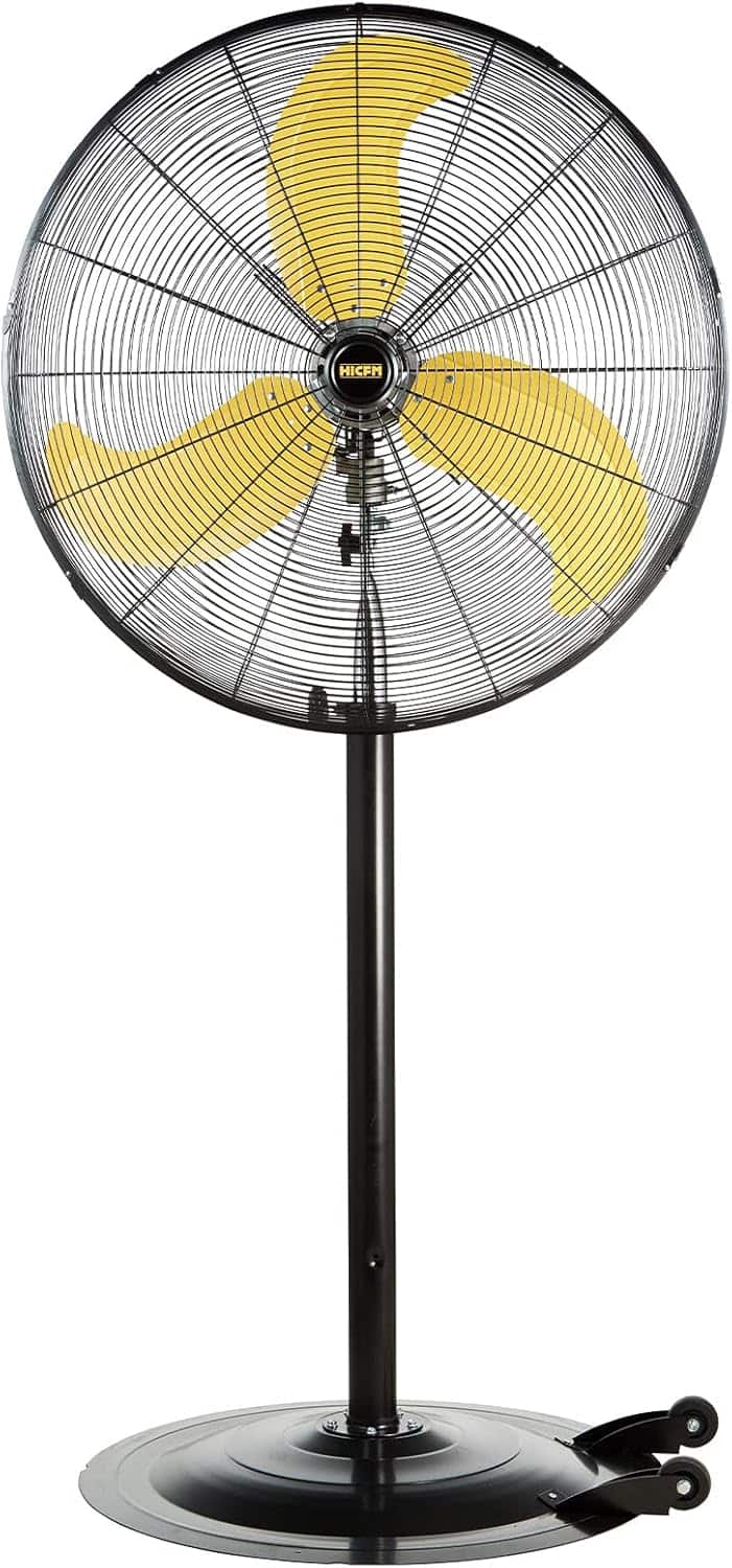 Akoasm - 30" High Velocity Pedestal Fan, 8300 CFM, 3-Speed 1/3 HP Motor, Oscillating, Adjustable 65-77" for Warehouse