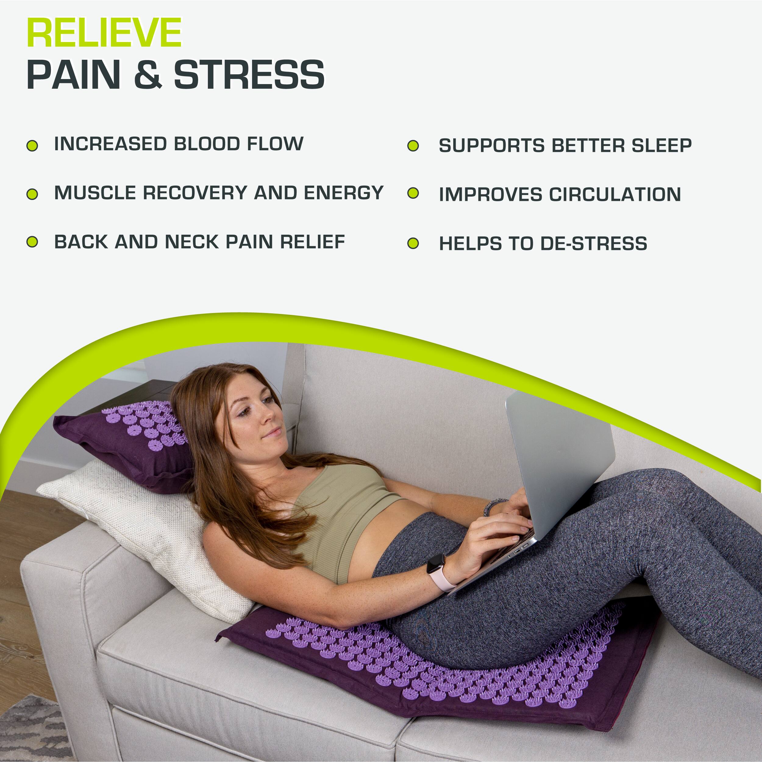 RELIEVE PAIN & STRESS

- INCREASED BLOOD FLOW
- MUSCLE RECOVERY AND ENERGY
- BACK AND NECK PAIN RELIEF

- SUPPORTS BETTER SLEEP
- IMPROVES CIRCULATION
- HELPS TO DE-STRESS