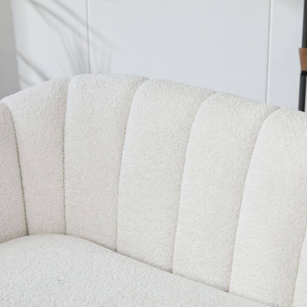 Alt View 2. Kadyn - 50.2'' Wide Upholstered Mini Loveseat Accent Couch, Modern Settee with Metal Legs, 2-Seater Sofa for Living Room, Ivory - White.