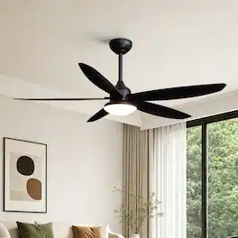 Siljoy - 52 Inch Modern 5 Blade LED Ceiling Fan with Light Quiet Operation Remote Control Included for Living Room Bedroom - Black