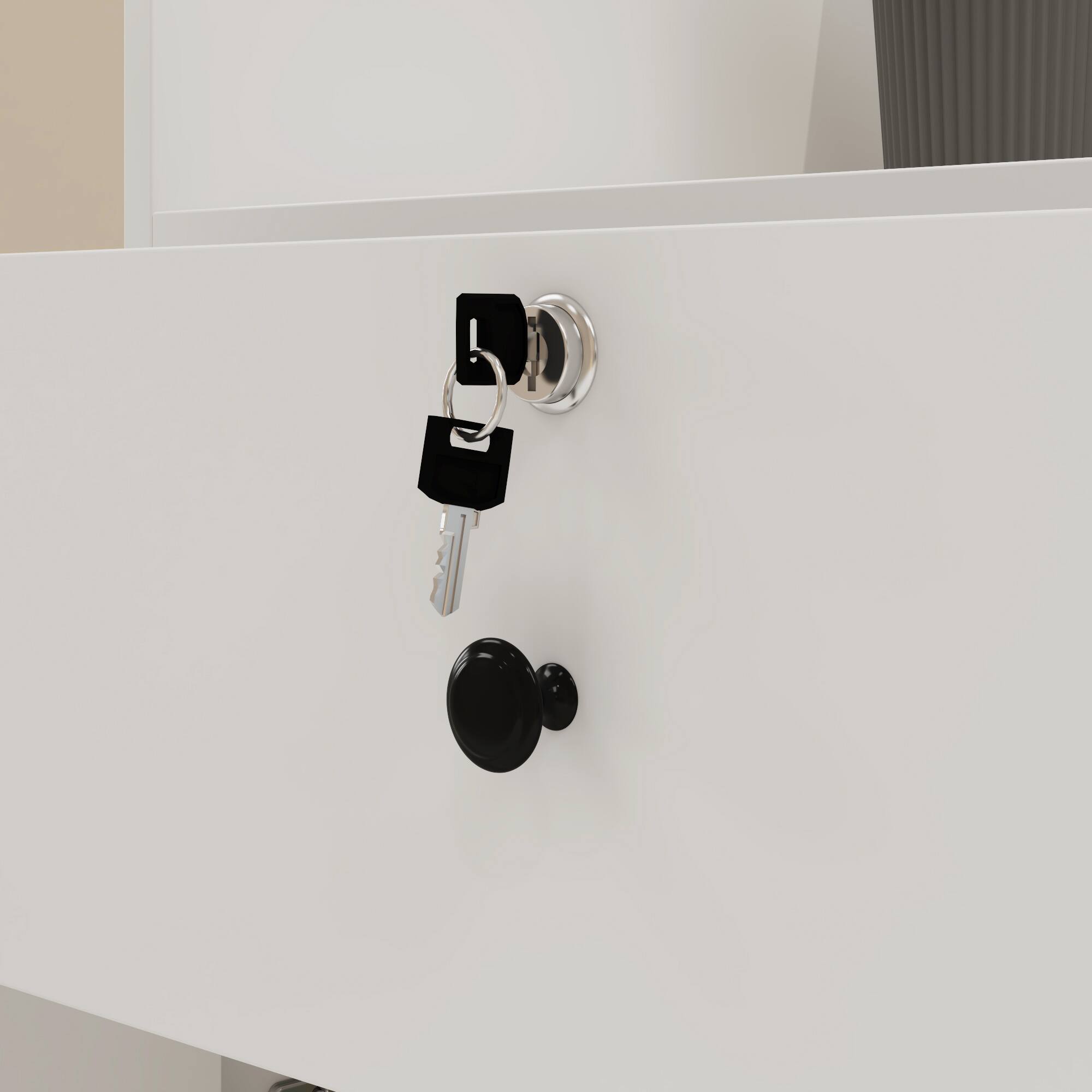 Alt View 9. Famapy - Pegboard Reception Desk with Lockable Drawers – 47" White Front Desk for Office, Retail, Studio Storage - White.