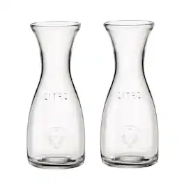 Bormioli Rocco - Misura Carafe Set of 2, Glass, 33.75 Oz Each, Calibration Line - Clear