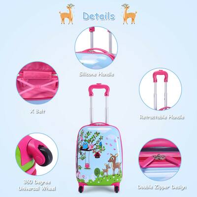 Costway 2 Pc 12'' ,16'' Kids Luggage Set Suitcase Backpack School Travel Trolley Costway 2 Pc 12'' ,16'' Kids Luggage Set Suitcase Backpack School Travel Trolley