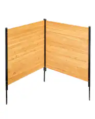 Front. VEVOR - Wood Privacy Fence, 38" W x 42" L, 2 Panel Solid Air Conditioner Fence Screen, Pool Equipment Enclosure - Wood color.