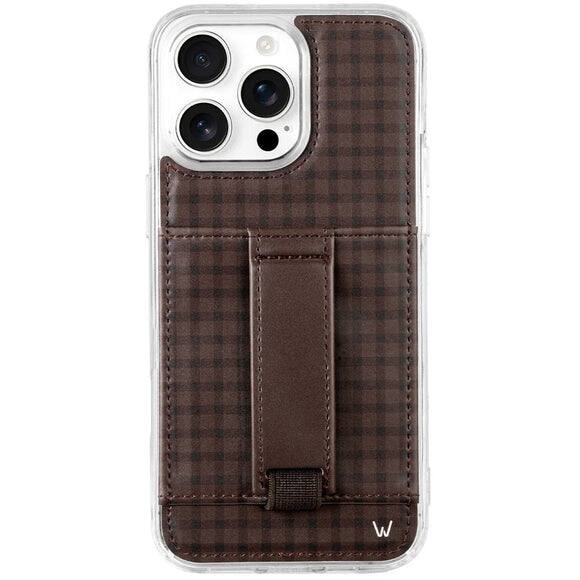 Walli Cases - Phone Case with Wallet and Finger Strap for iPhone 16 Pro - Cafe Gingham