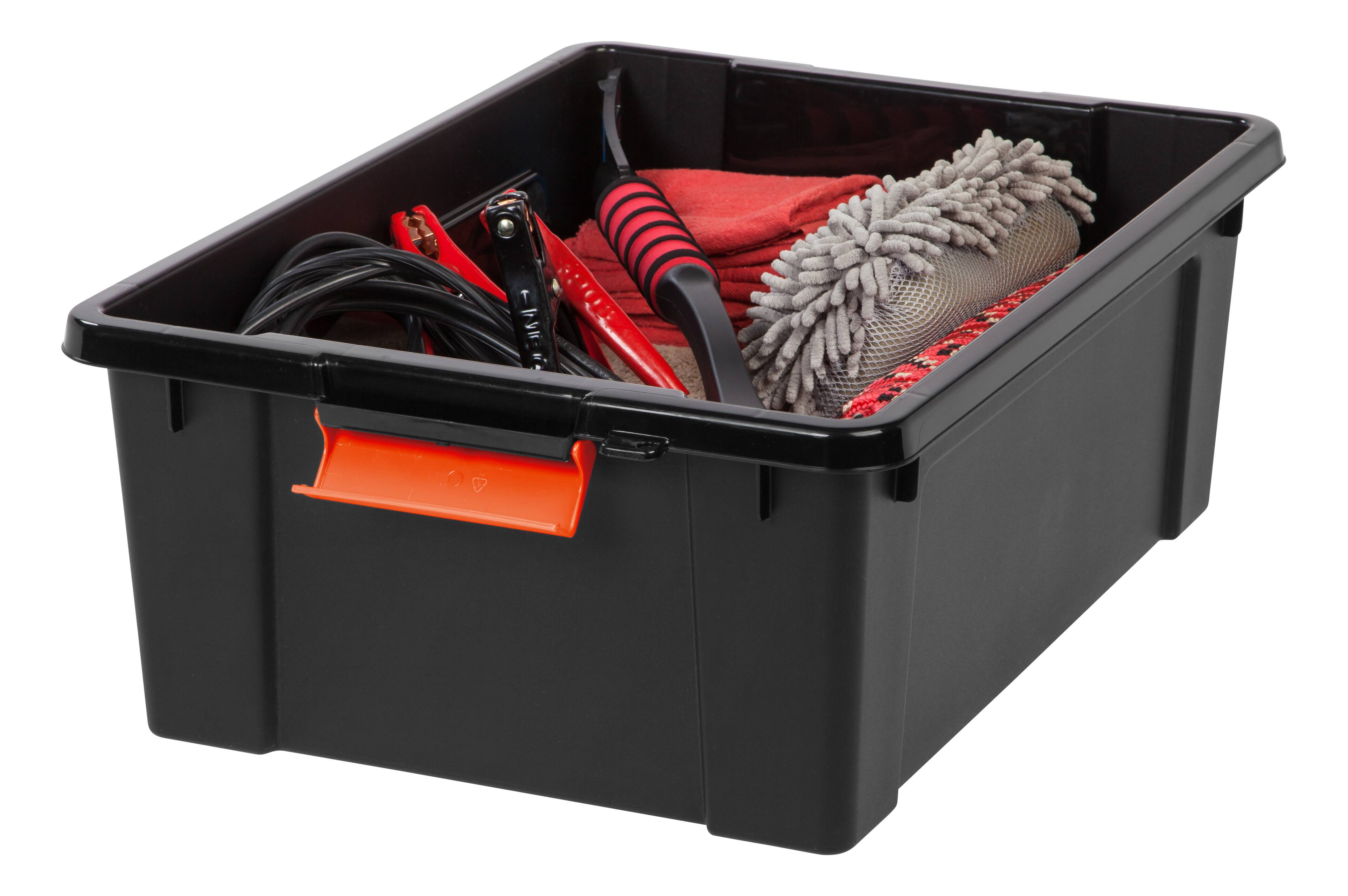 Alt View 8. IRIS USA - IRIS USA 2 Pack, 12 Gal Lockable Storage Bins Stackable Containers, Black/Orange - Black, Orange.
