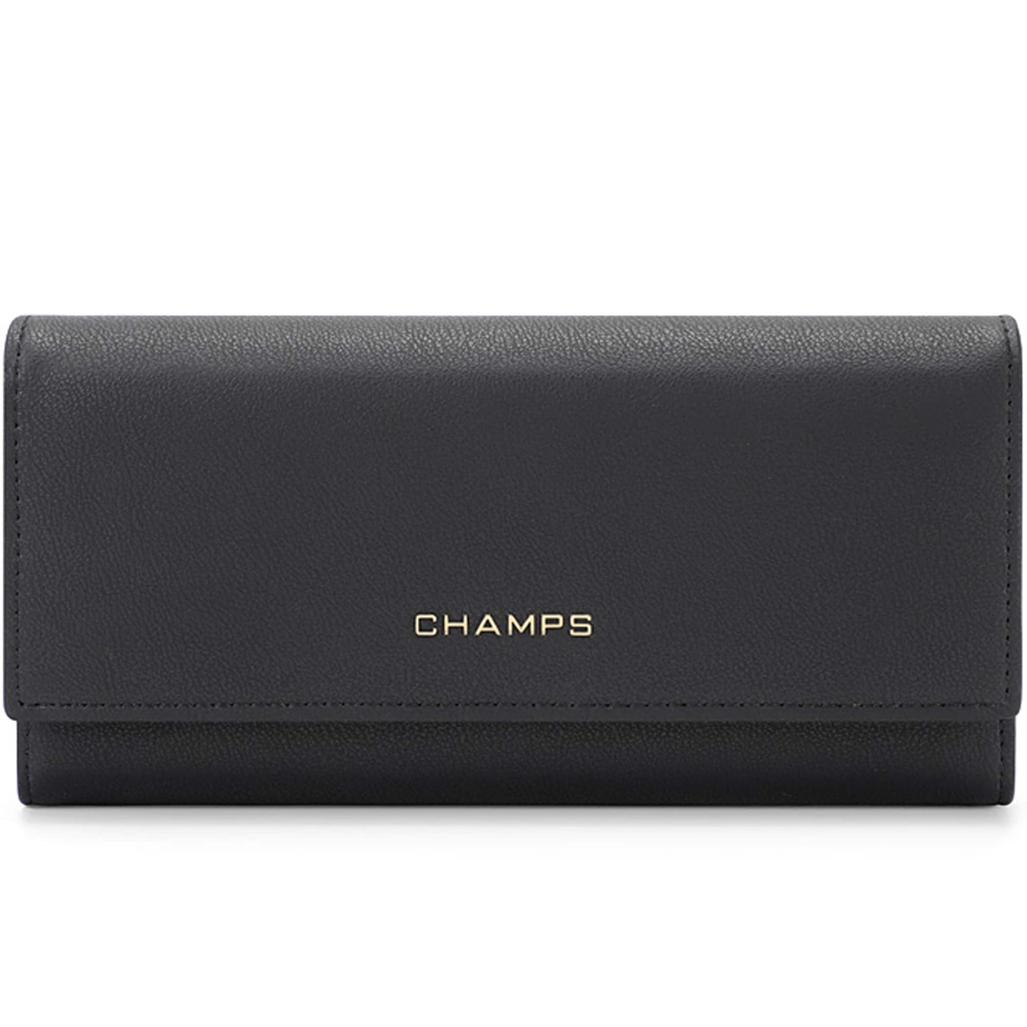 Front. Champs - Iconic Collection Expandable Trifold Wallet - Black.