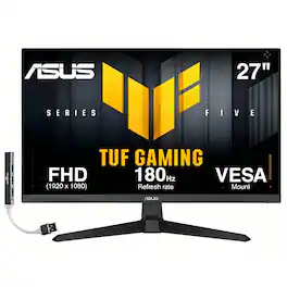 ASUS - TUF Gaming 27" FHD IPS Monitor, 1ms Response Time, Flicker Free, VESA Mount, HDMI & DKZ Hub, Color (VG279Q3A) - Black