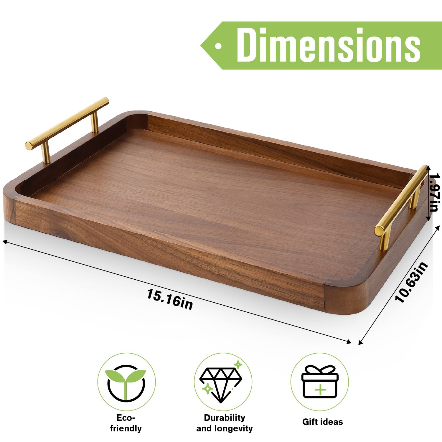 Dimensions:  
- Length: 15.16 inches  
- Width: 10.63 inches  
- Height: 1.97 inches  

Eco-friendly  
Durability and longevity  
Gift ideas