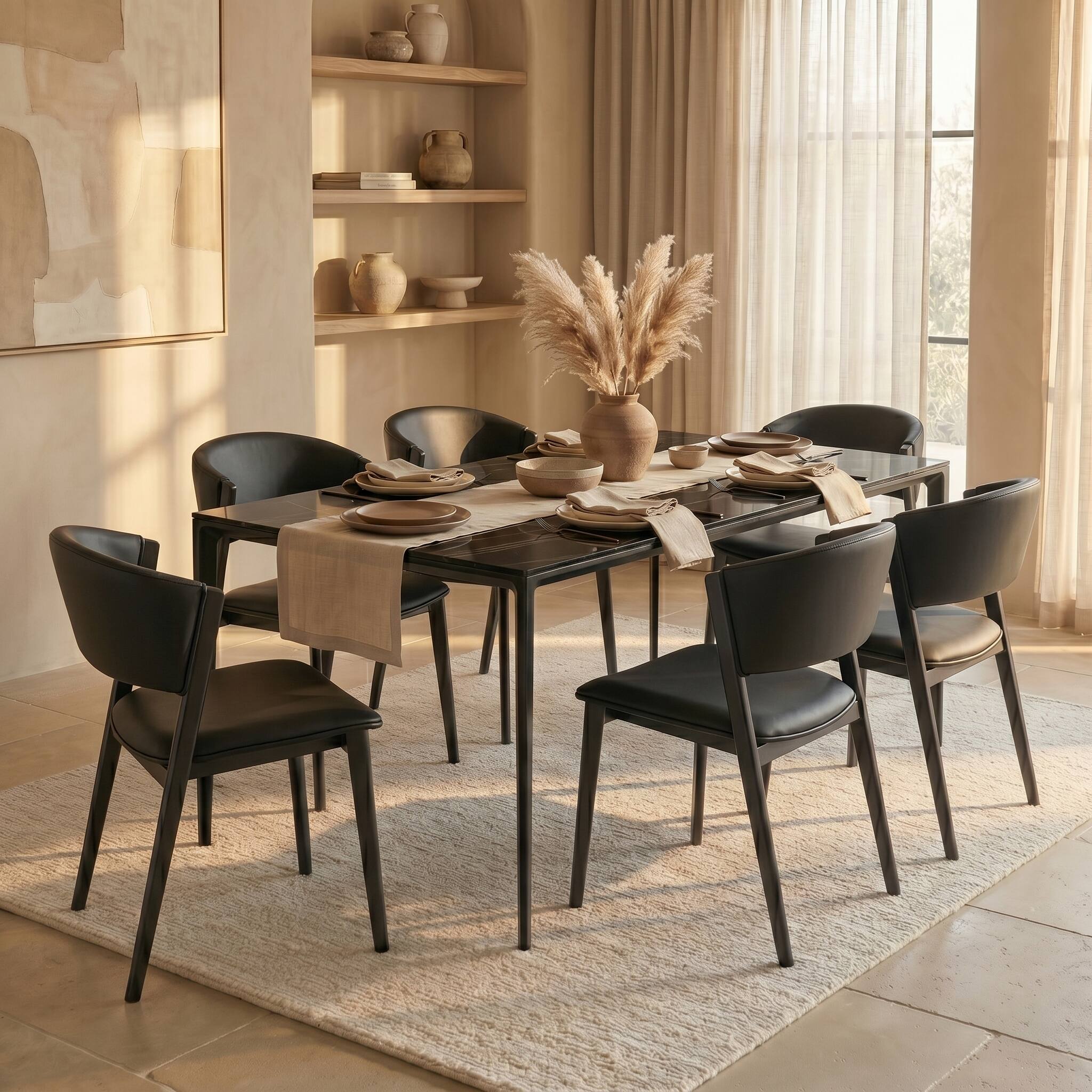Angle. LeisureMod - Aspen Modern Leather Dining Chair with Iron Legs & High-Density Foam - Fully Assembled - Black.