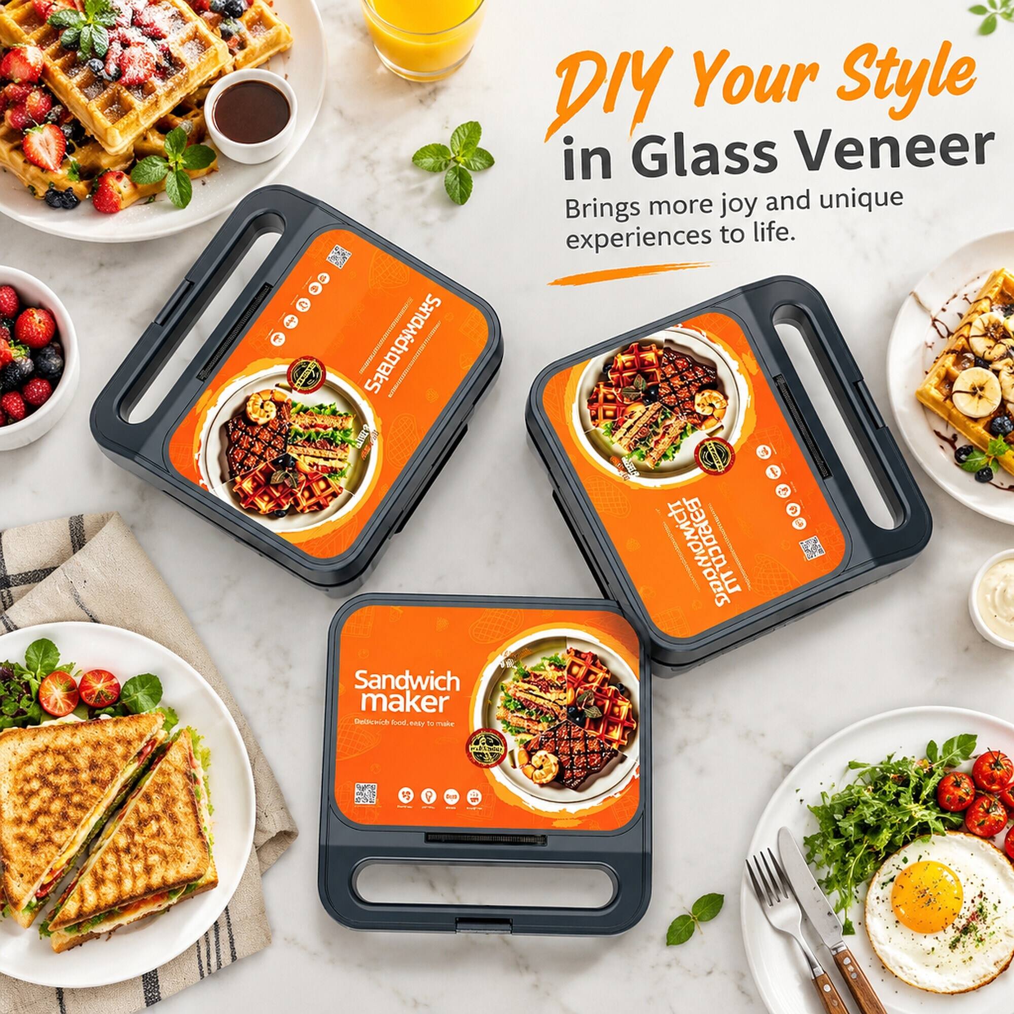 DIY Your Style in Glass Veneer  
Brings more joy and unique experiences to life.  

Sandwich maker  
Delicious food, easy to make