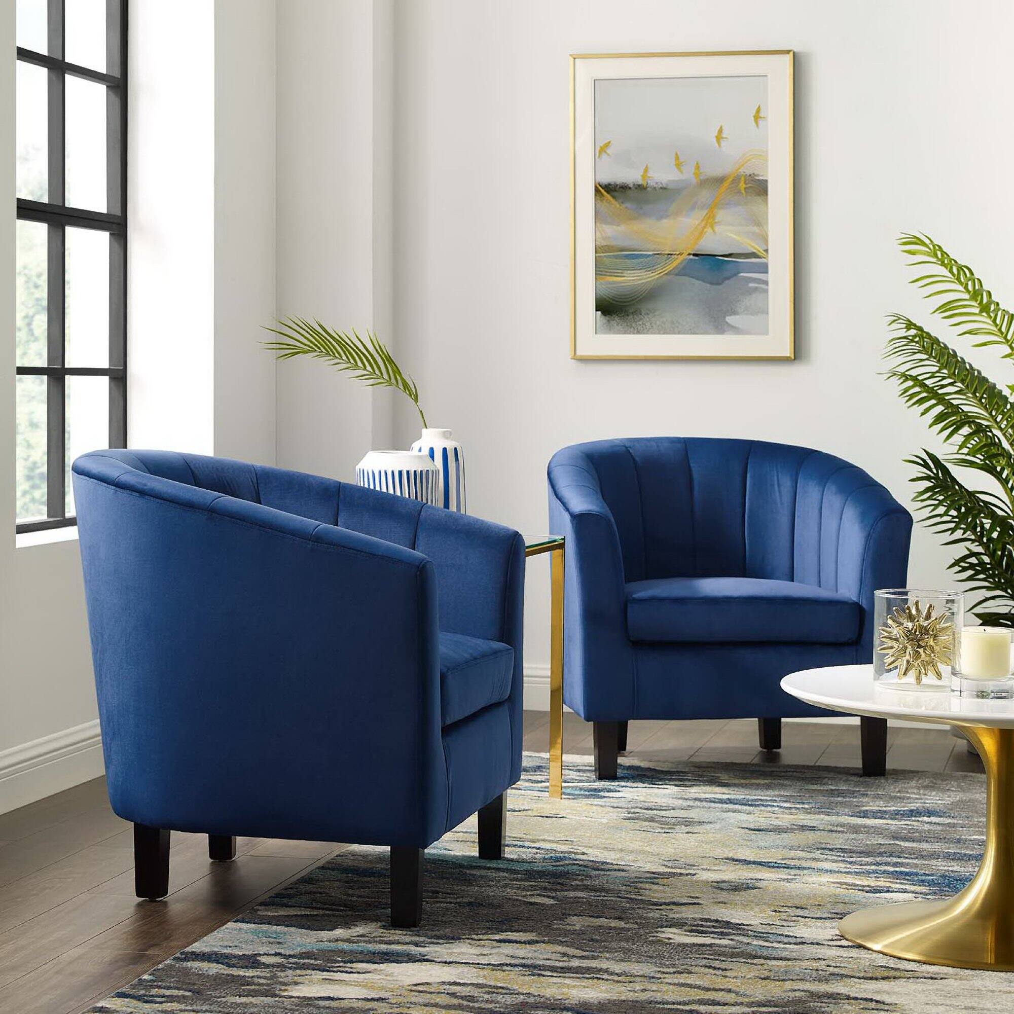 Back. Modway - Prospect Channel Tufted Performance Velvet Armchair Set of 2 by Modway - Blue.